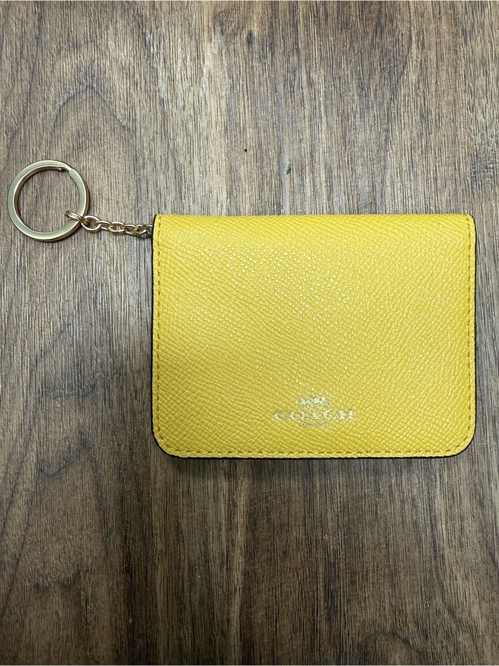 Coach Yellow Leather Card Wallet with Patterned Interior - Picture 4 of 4
